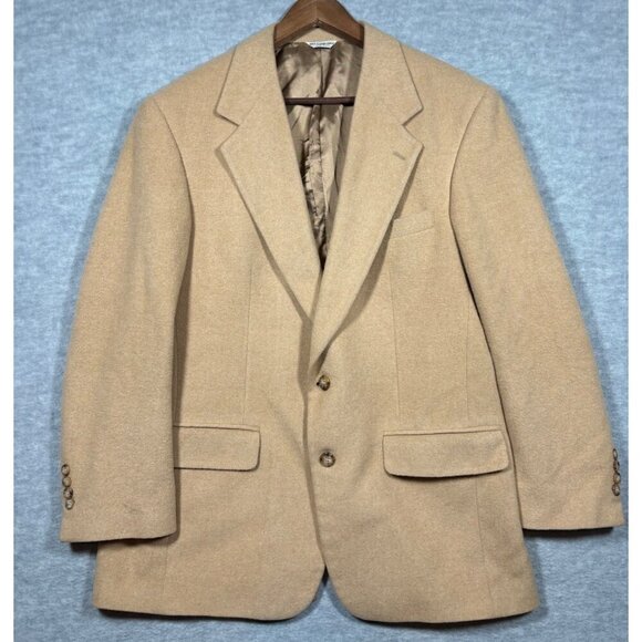 Vtg Bill Blass Menswear Camel Hair Blazer Sport Jacket Tan Sz 42 Made In USA - Picture 1 of 5